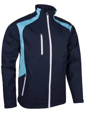 SUNDERLAND Valberg Zip Front Stretch Waterproof Golf Jacket - Mens - Navy / Aqua / White