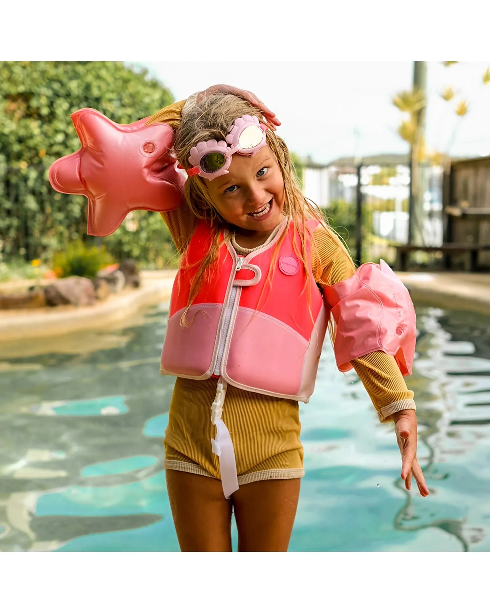 Sunnylife Melody the Mermaid Swim Vest 2-3 Neon Strawberry