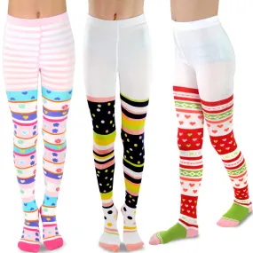 TeeHee Socks Kid's Casual Cotton Tights Colorful 3-Pack (K1604)