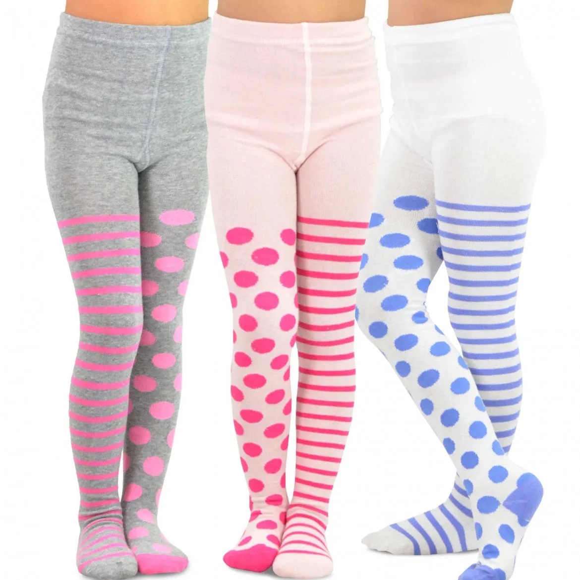 TeeHee Socks Kid's Casual Cotton Tights Stripes with Dots 3-Pack (70311)