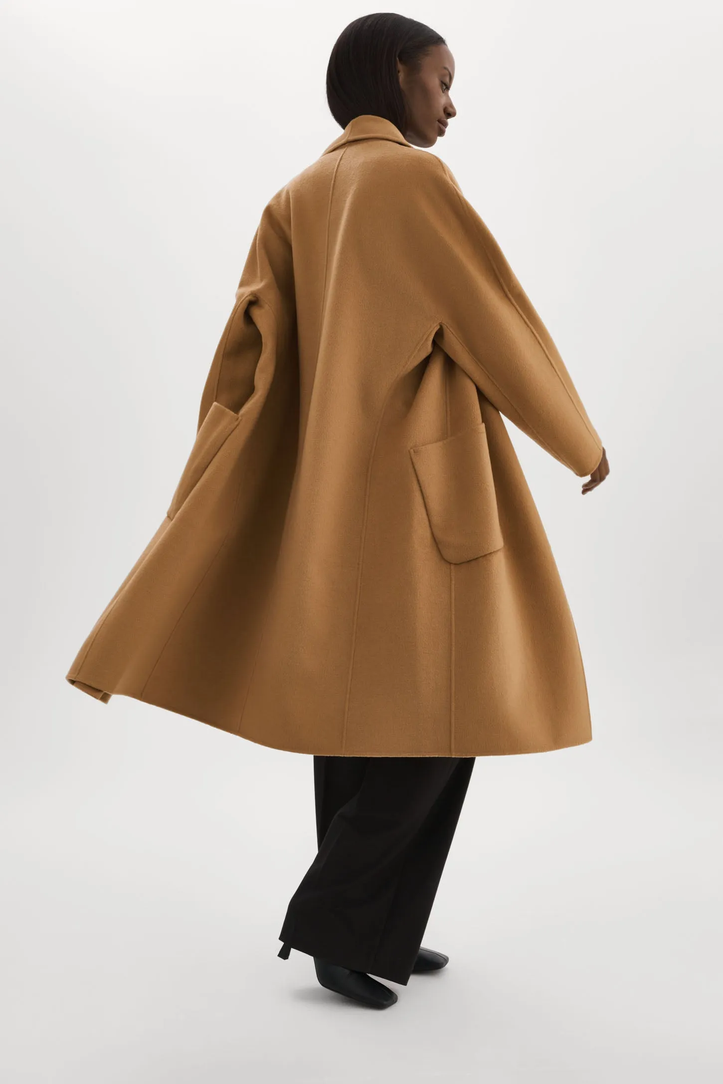 Thara Shawl Collar Wool Coat | Camel