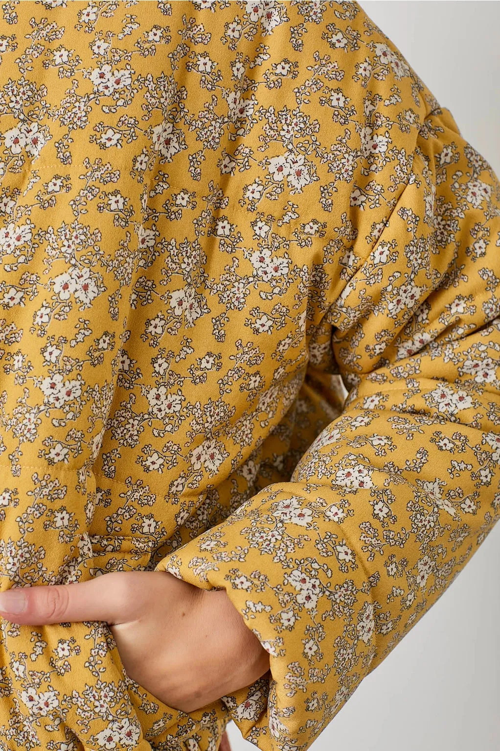 The Ditsy Puffy Jacket - Mustard Floral