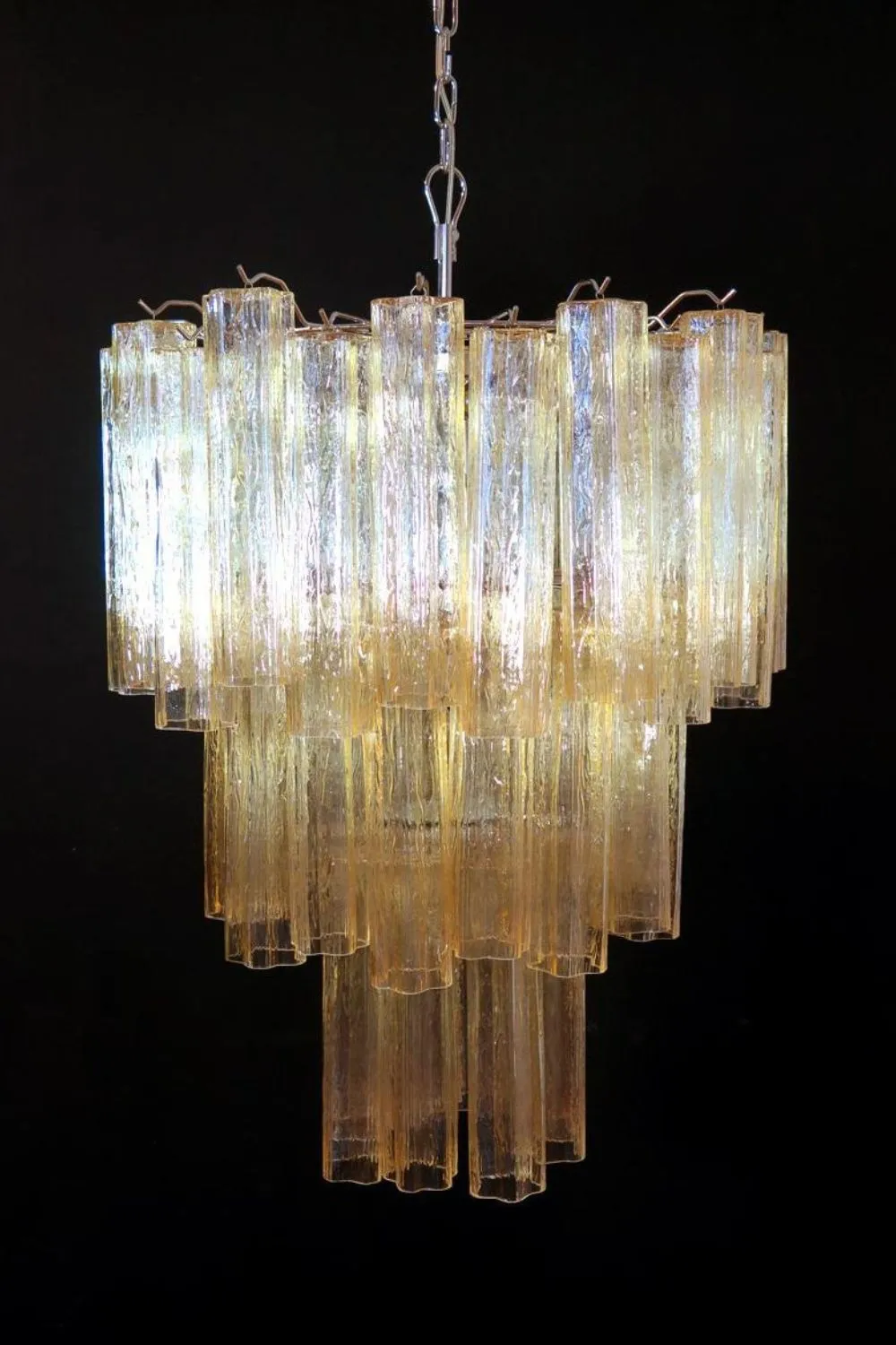 Three-Tier Yellow  Glass Murano Chandelier