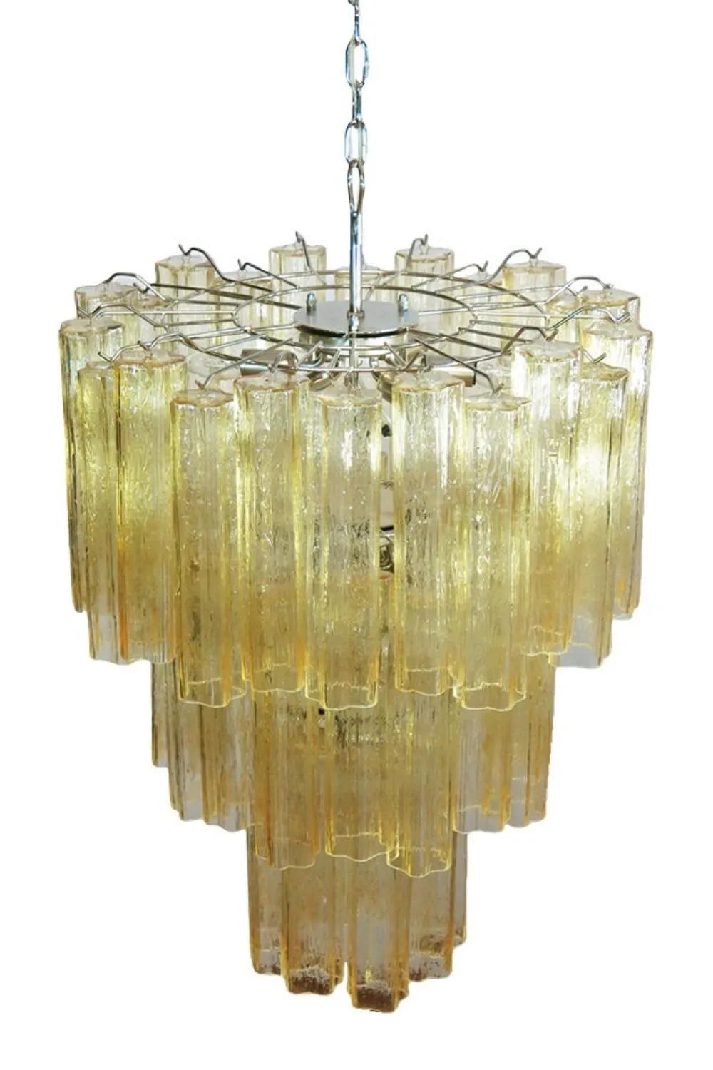 Three-Tier Yellow  Glass Murano Chandelier