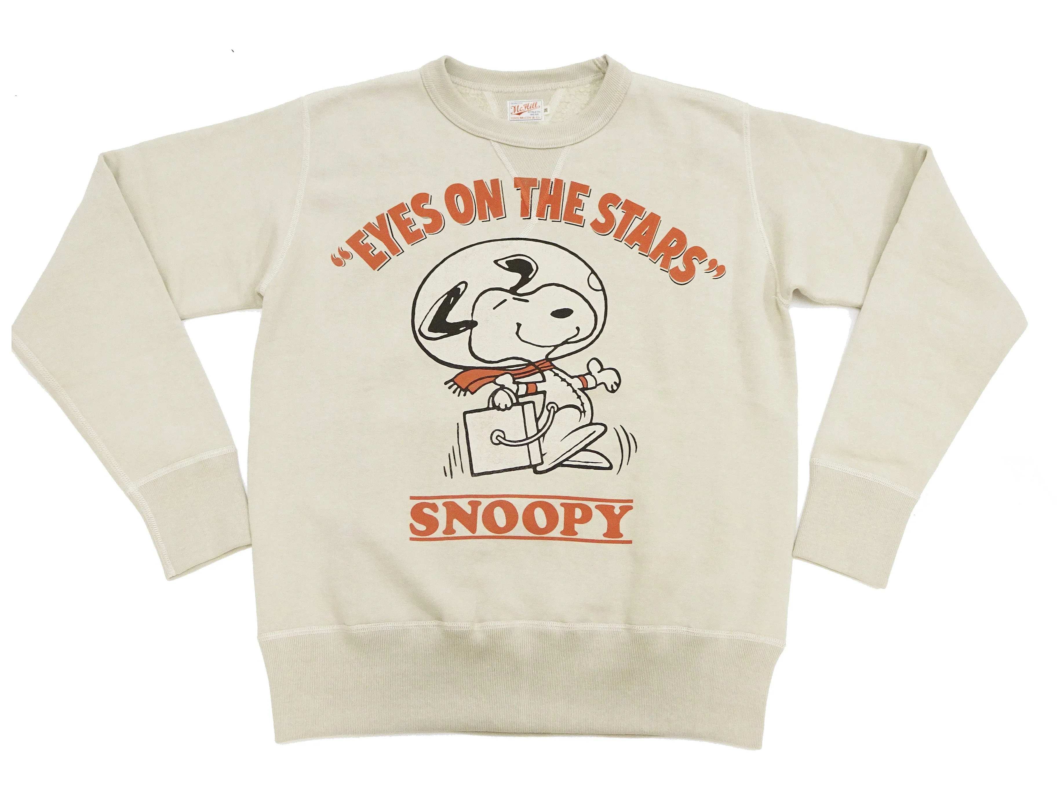 TOYS McCOY Sweatshirt Men's Casual Astronaut Snoopy Graphic Print Sweat Shirt Loop-wheeled Vintage Style TMC2456 041 Faded-Sand-Beige