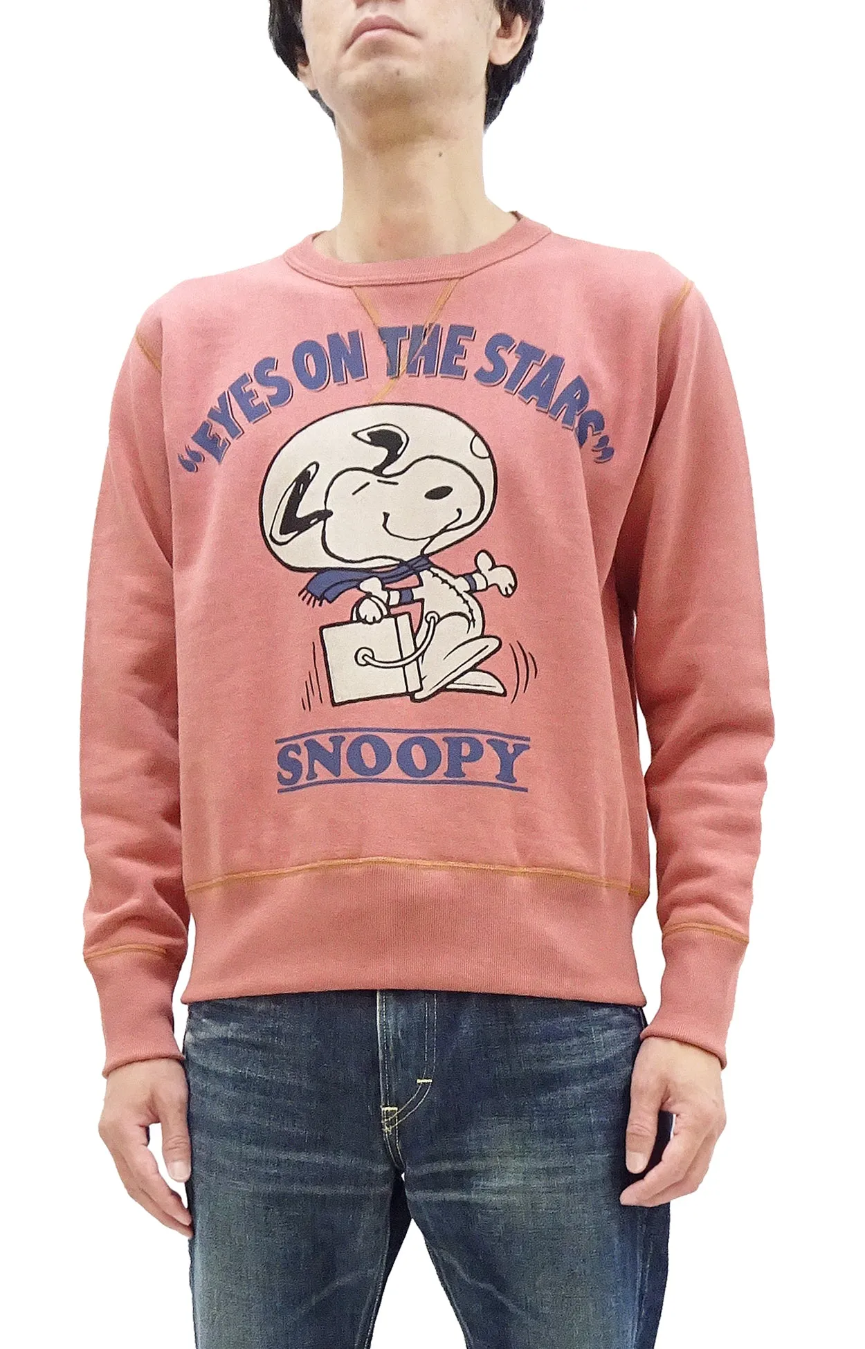 TOYS McCOY Sweatshirt Men's Casual Astronaut Snoopy Graphic Print Sweat Shirt Loop-wheeled Vintage Style TMC2456 091 Faded-Carrot-Orange