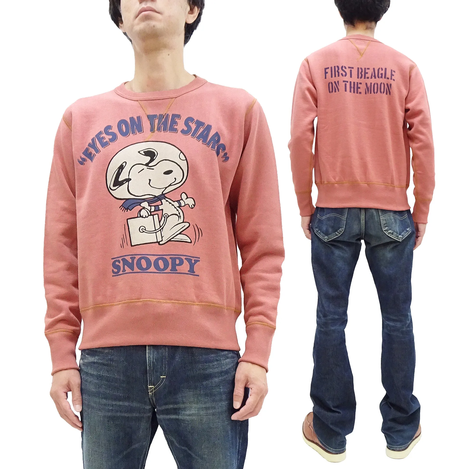 TOYS McCOY Sweatshirt Men's Casual Astronaut Snoopy Graphic Print Sweat Shirt Loop-wheeled Vintage Style TMC2456 091 Faded-Carrot-Orange