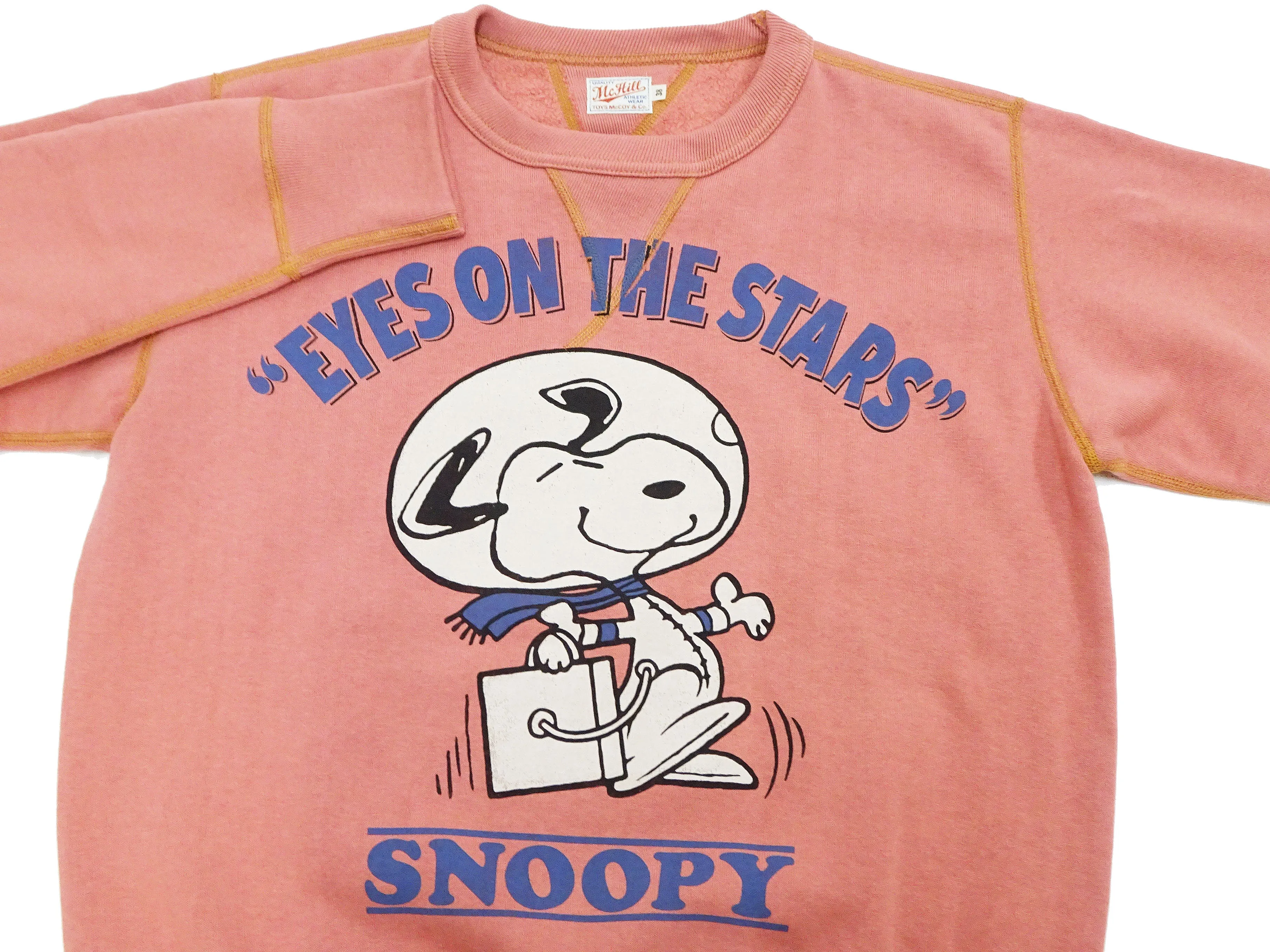 TOYS McCOY Sweatshirt Men's Casual Astronaut Snoopy Graphic Print Sweat Shirt Loop-wheeled Vintage Style TMC2456 091 Faded-Carrot-Orange