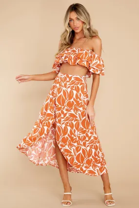 Tropical Wishes Orange Print Two Piece Set