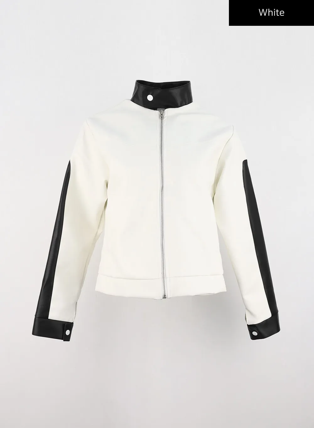 Two-Tone Faux Leather Jacket IO326