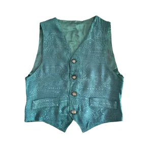 Vintage 1970's Silky Green  Waistcoat French Made 6-8Y