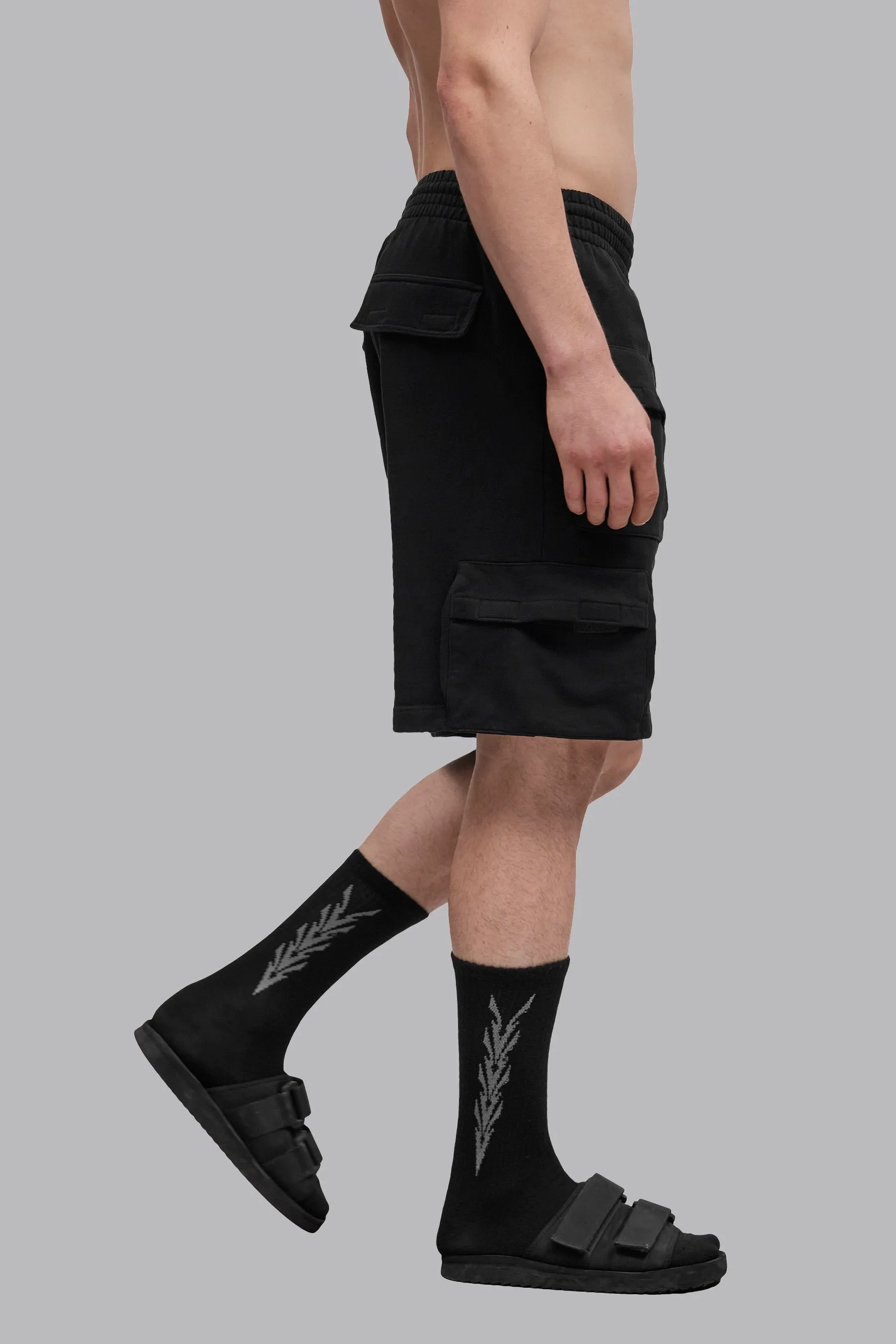 V_LYFE420 9" CARGO SHORTS - Black