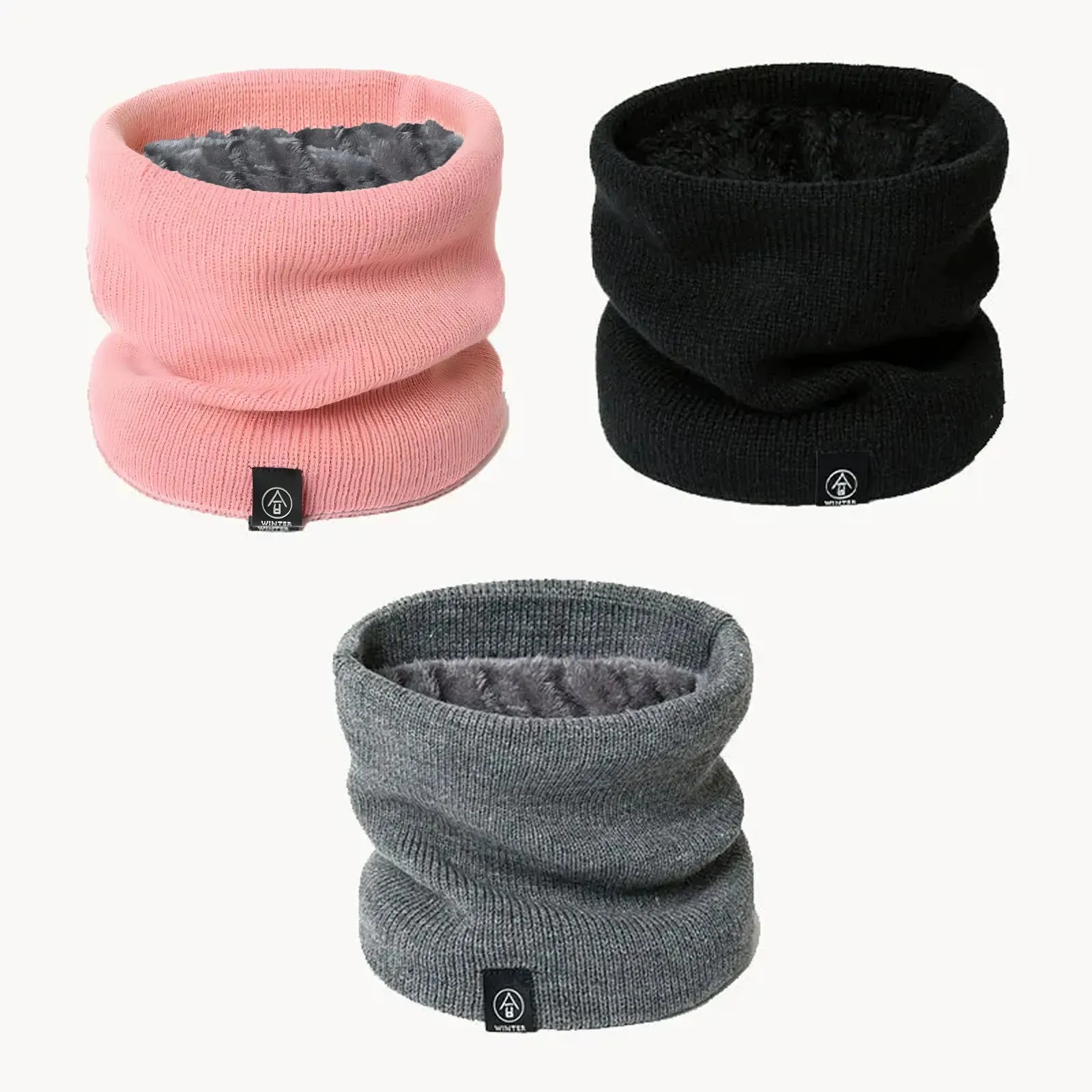 Warm Cashmere Like Knitted Snood Scarf - Unisex Winter Wool Neck Ring