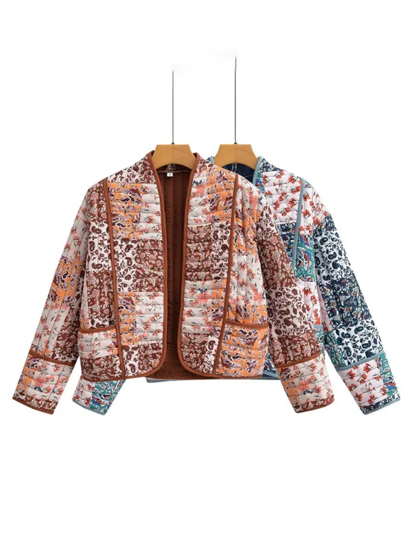 Wenkouban-Winter outfits ideas Women's casual loose printed quilted jacket coat