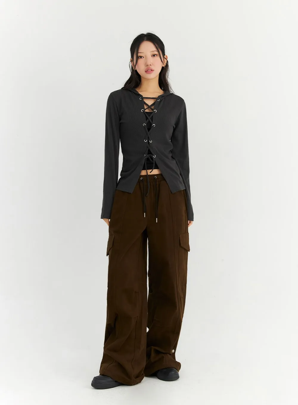 Wide-Leg Cargo Sweat Pants CN303