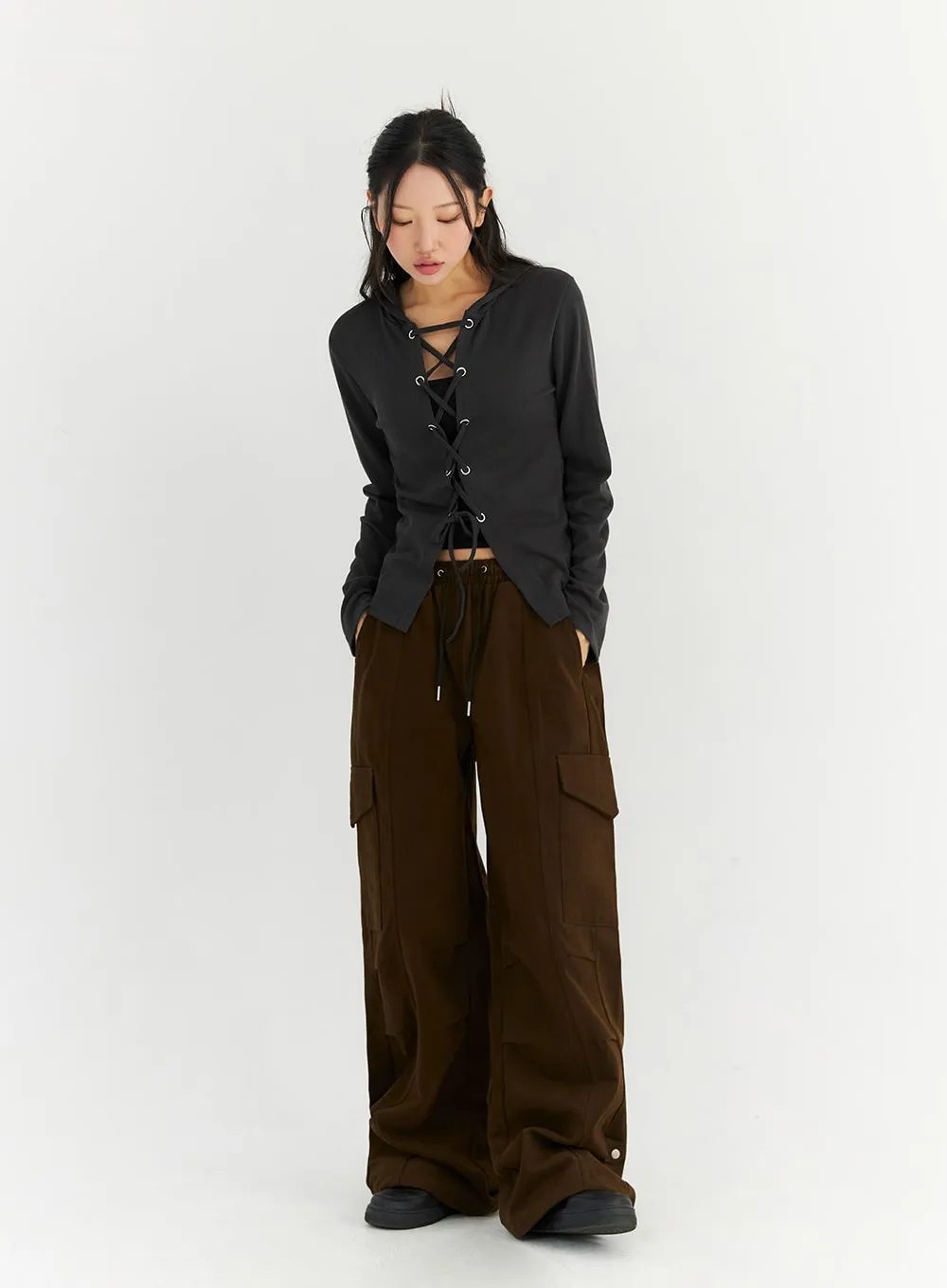 Wide-Leg Cargo Sweat Pants CN303