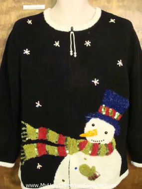 Windy Day Snowman Ugly Festive Xmas Sweater