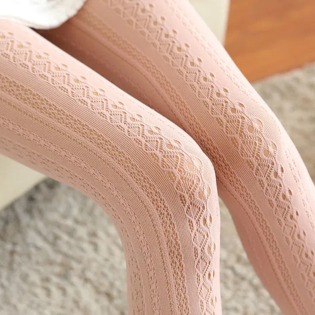 Women Lace Tights Hollow Out Female Silk Stocking Thin Women Pantyhose