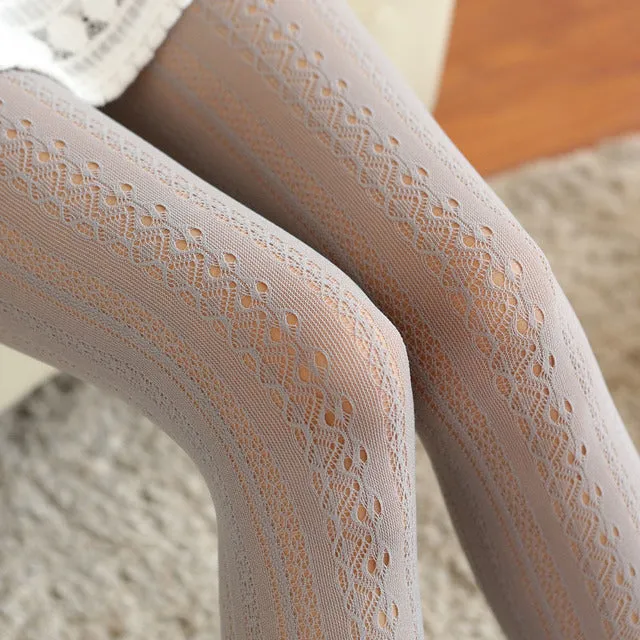 Women Lace Tights Hollow Out Female Silk Stocking Thin Women Pantyhose