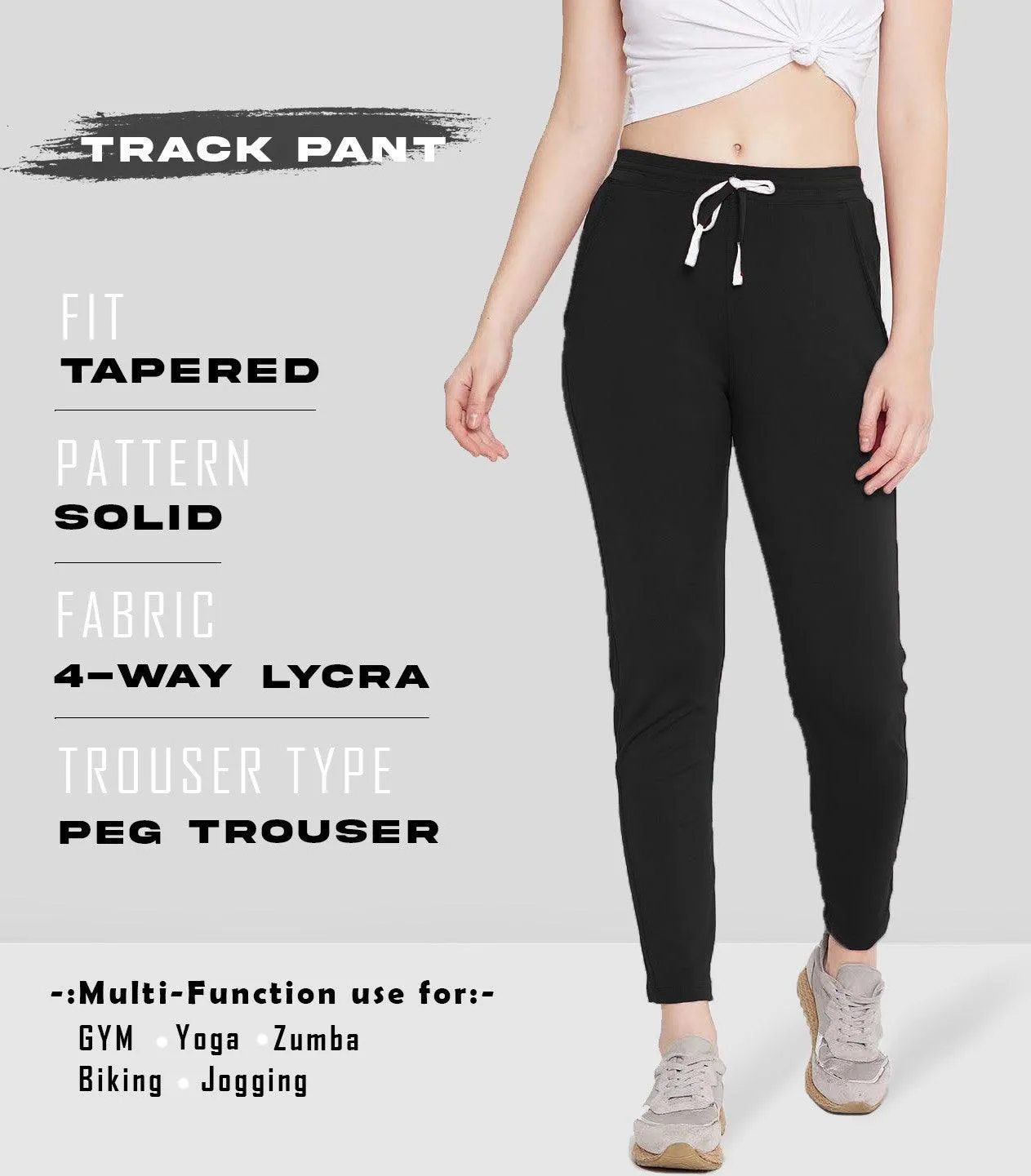 Women Solid Black Track Pants