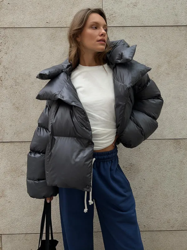 Women's Fashion Quilted Puffy Polyester Coat