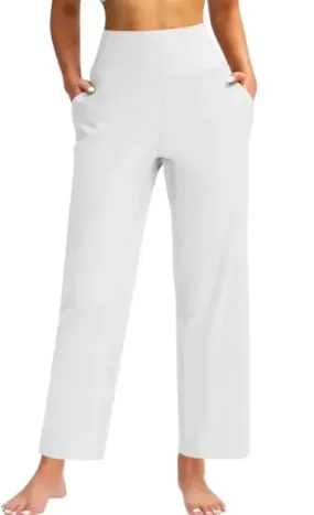 Women’s High Waist Pure Color Draping Effect Straight Casual Trousers