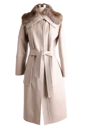 Wool Trench Coat W/ Chinchilla Trim